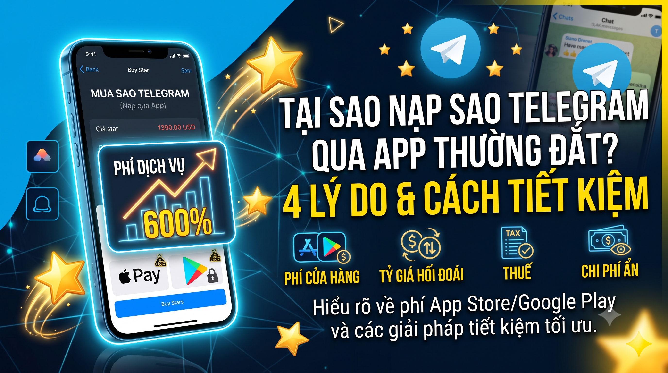 Tại sao nạp Sao Telegram qua App thường đắt? 4 lý do & cách tiết kiệm